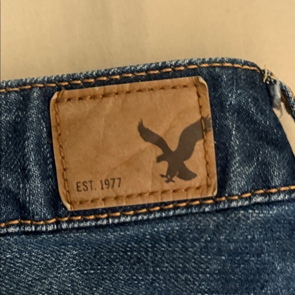 American Eagle Outfitters Distressed Dark Blue Jean Shorts - Picture 5 of 8